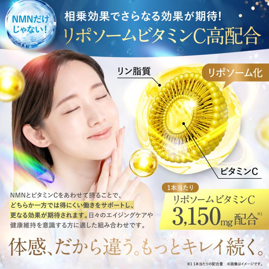 NMN 75,000mg リポソームビタミンC 3,150mg 耐酸性カプセル 210