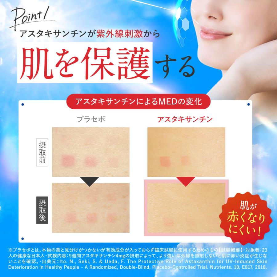 アスタキサンチン SUN UV トリプルケア 【飲む太陽対策】 機能性表示食品 国内GMP製造 コラーゲン プラセンタ サプリメント 新日本ヘルス 30粒 30日分 |  | 06