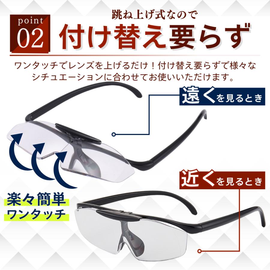 ルーペ メガネ 眼鏡 型 おしゃれ 5倍 拡大鏡 携帯用 跳ね上げ 作業用 メガネ型ルーペ 眼鏡型 1.6倍 | ブランド登録なし | 04