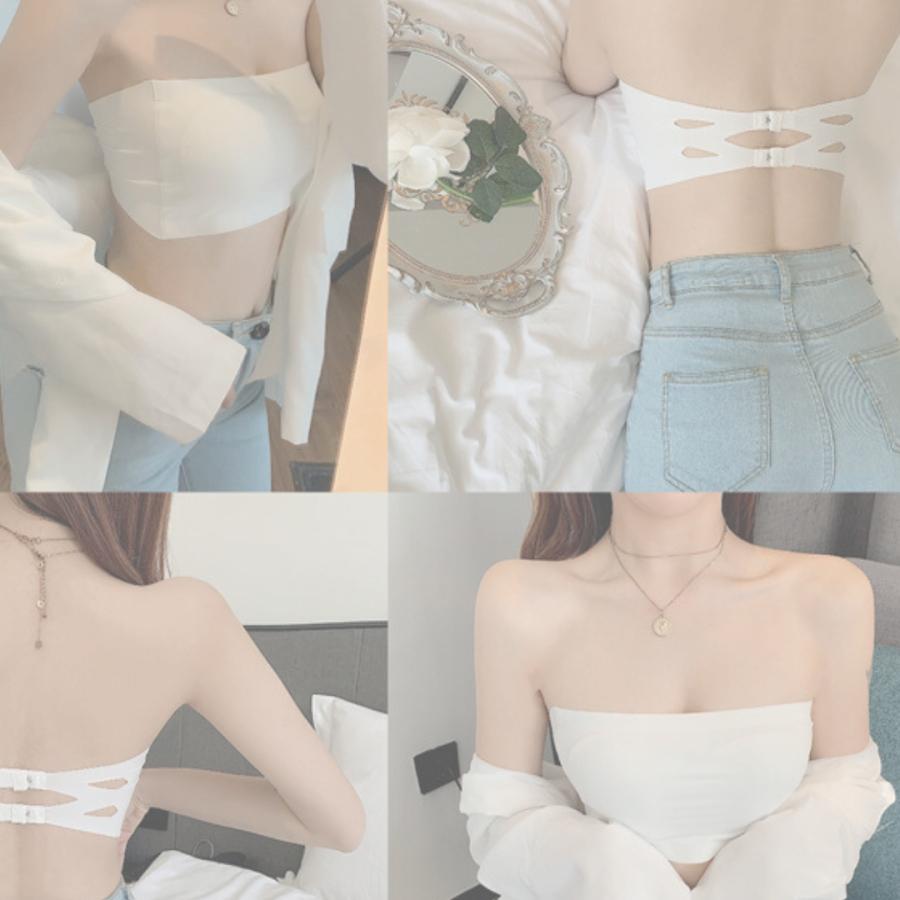 チューブトップブラ ずれない 大きいサイズ 盛れる ブラジャー カップ付き ベアトップ インナー 白 ブラ カップ付 ブラトップ ストラップレス ブラ ブラジャー | ブランド登録なし | 10