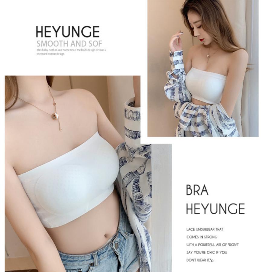 チューブトップブラ ずれない 大きいサイズ 盛れる ブラジャー カップ付き ベアトップ インナー 白 ブラ カップ付 ブラトップ ストラップレス ブラ ブラジャー | ブランド登録なし | 05