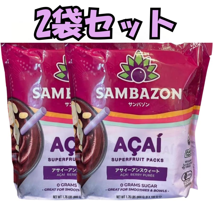 アサイー2袋セット SAMBAZON （冷凍便）サンバソン アサイースムージーパック無糖 100g×8パック(計16パック） | 