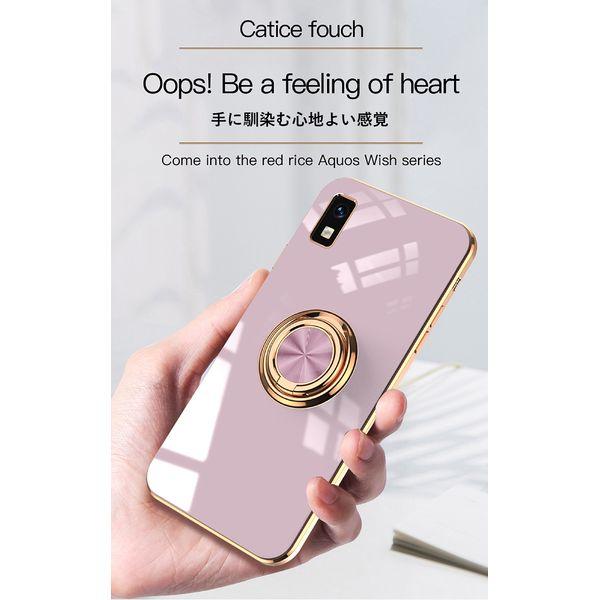 AQUOS wish5 スマホケース wish4 スマホリング付き アクオス
