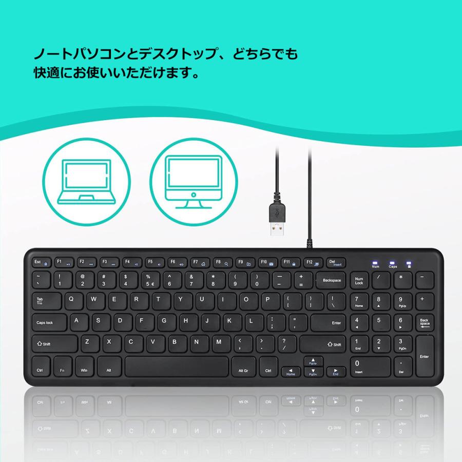 ペリックス（Perixx） 正規保証品 スリムキーボード テンキー付き 静音