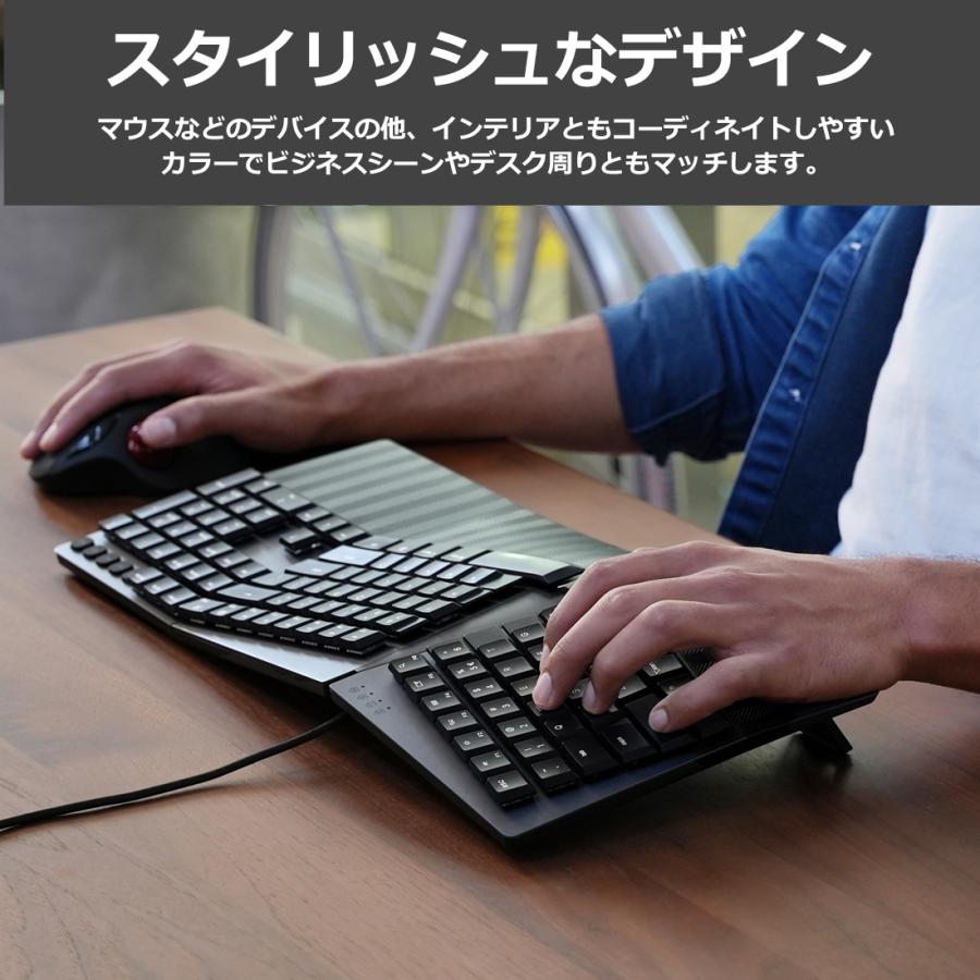 Px Ergo Mech エルゴノミクスキーボード メカニカル青軸キースイッチ フルサイズ ロープロファイル 有線接続 USB  Windows/Mac OS Xと互換性あり ブラック｜perixx-japan｜05