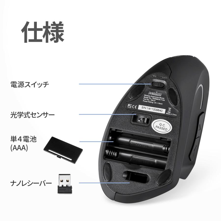 ペリックス（Perixx） エルゴノミクスマウス 無線 ワイヤレス 垂直型