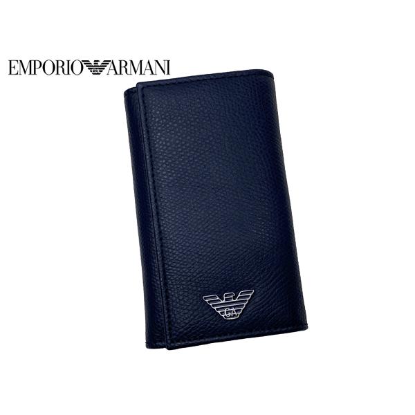 エンポリオ アルマーニ キーケース EMPORIO ARMANI YEMG68 YAQ2E 81960 BURNING BLUE GAイーグル トレードマークプレート付き ネイビー系レザー 6連 キーケース｜perlei