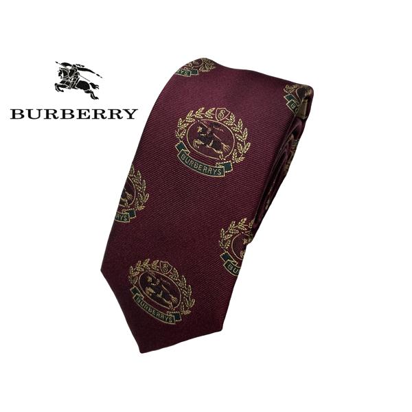 バーバリー ロンドン ネクタイ BURBERRY LONDON 80019291 CLARET トレードマーク騎士刺繍入り ローレルリース ロゴ柄 クラレット ワイン色系 ナロー ネクタイ