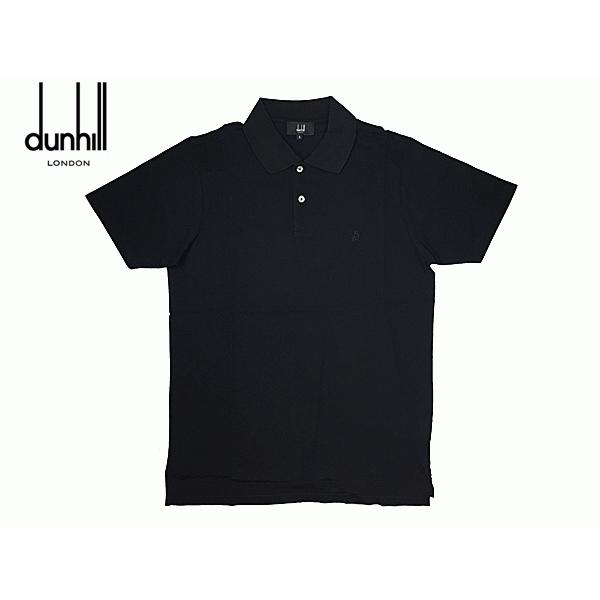 ダンヒル ロンドン DUAL1201Y11OSR BLACK ADロゴ刺繍入り メンズ向け ブラック コットン 半袖 ポロシャツ S