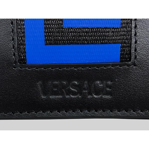 正規 ヴェルサーチ クラシック ロゴ文字カードケース黒 ブラックレザー  