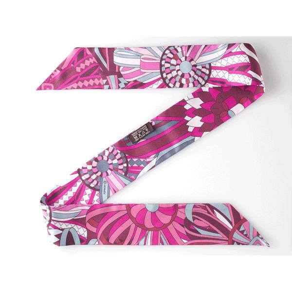 エルメス　ツイリー　スカーフ　水色　赤　ピンク エルメスツイリー 旧タグ ピンク レディース シルク100