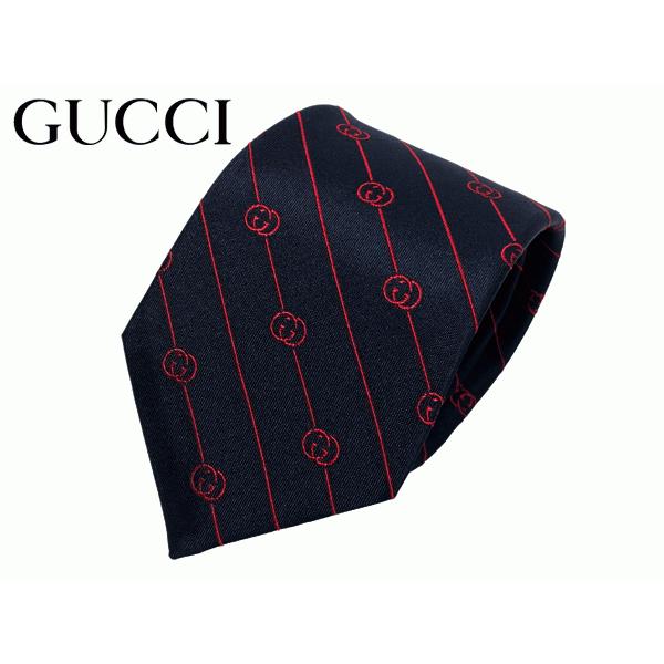 グッチ ネクタイ GUCCI 597117 4E002 4074 TIE DADD レッド系 インターロッキングG柄入り ストライプ柄 ミッドナイトブルー ネクタイ