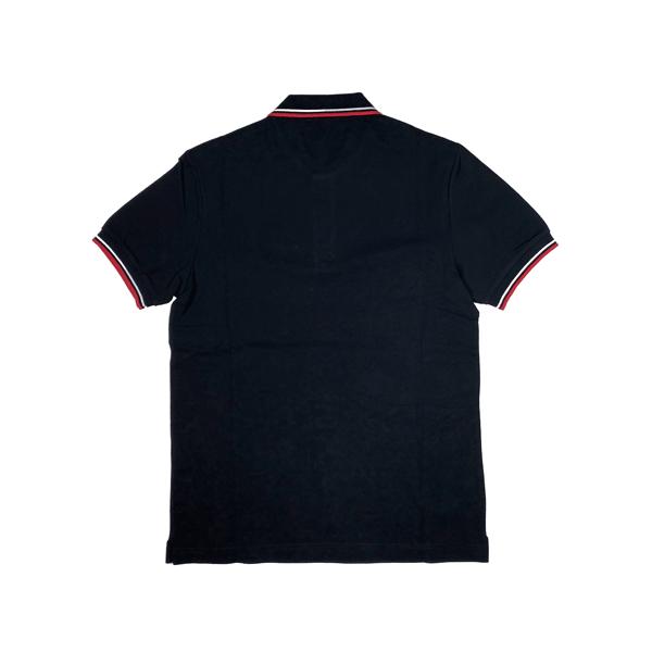 プラダ ポロシャツ PRADA SJN256 NERO ロゴタグ付き 襟袖赤白ライン 