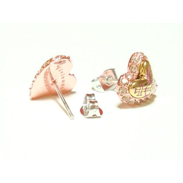 Vivienne Westwood ヴィヴィアンウエストウッド BE418 GOLD/PINK ZITA HEART ORB STUDS EARRINGS ジータ バレンタイン ハート オーブ スタッズ ピアス 受け銀色｜perlei｜02