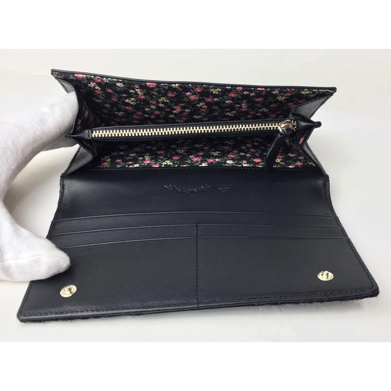 ヴィヴィアンウエストウッド アングロマニア 長財布 Vivienne Westwood ANGLOMANIA 51040001 BLACK ロゴ入りチーター調ブラック毛皮風ロングウォレット長財布｜perlei｜03