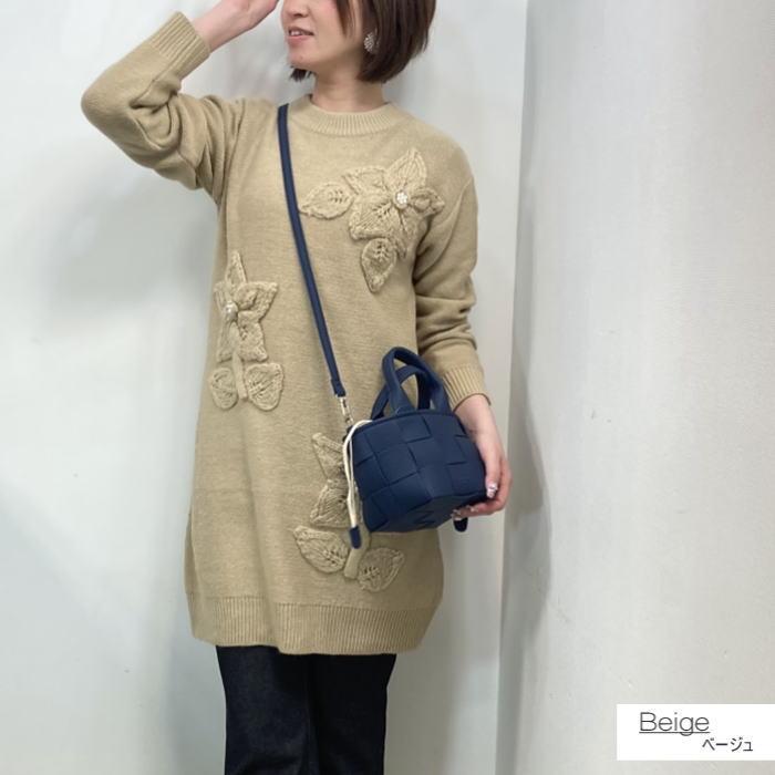 トクコプルミエヴォル☆試着のみ！女の子とお花 コットンニットチュニック☆ トクコプルミエヴォル☆試着のみ！女の子とお花 コットンニット