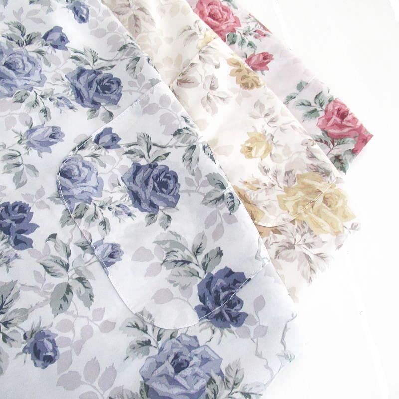 夏用 エプロン かぶるだけ プリーツ 花柄 薔薇 おしゃれ ワンピース H