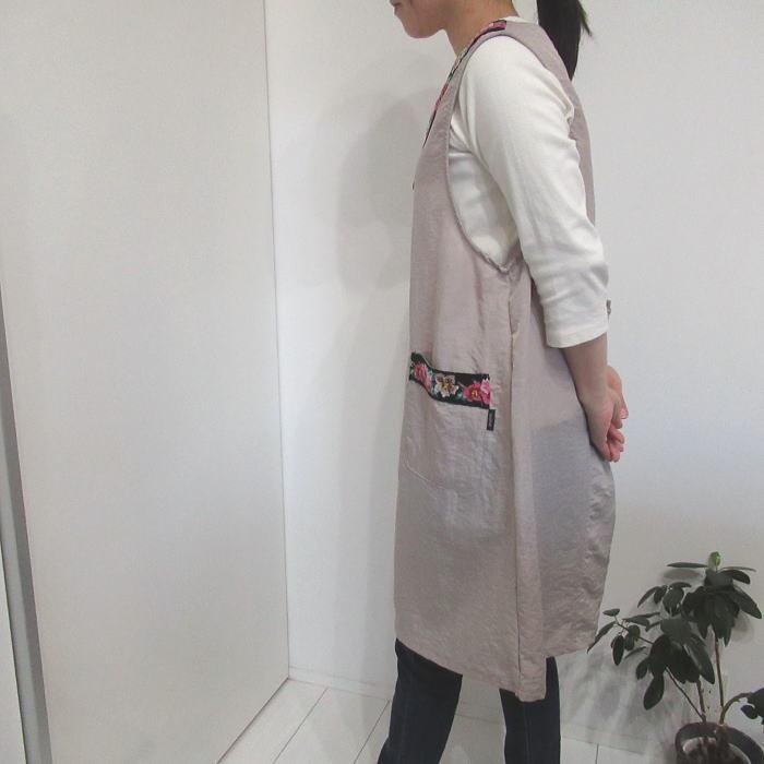 ナイロン エプロン Vネック シェニール織 M Lサイズ 撥水 かわいい