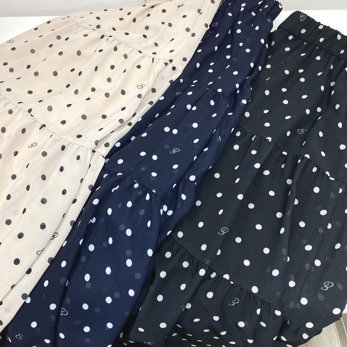 エクラタン eclatan スカート ひざ丈 春 ドット柄スカート 膝丈