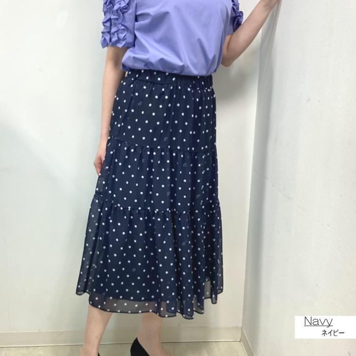 エクラタン eclatan スカート ひざ丈 春 ドット柄スカート 膝丈 エクラタン eclatan スカート ひざ丈 春 ドット柄スカート 膝丈