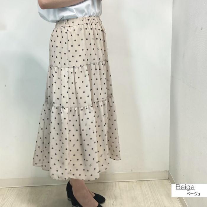 エクラタン eclatan スカート ひざ丈 春 ドット柄スカート 膝丈