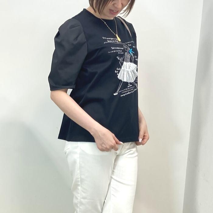 日本製 エクラタン コットン カットソー トップス Tシャツ 綿100 