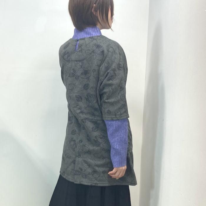 割烹着 かっぽうぎ 葉っぱ柄 スモック チュニック M-Lサイズ 家事