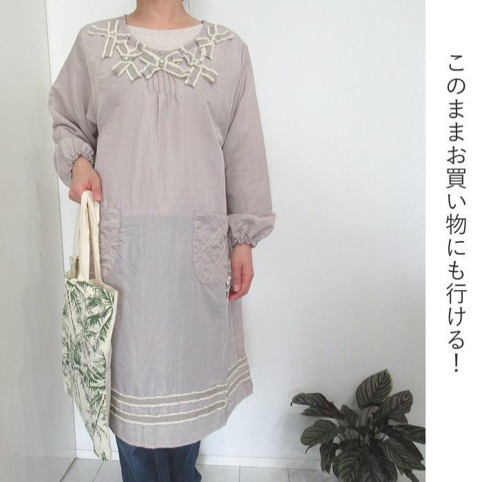 割烹着 おしゃれ かっぽう着 ナイロン エプロン スモック チュニック