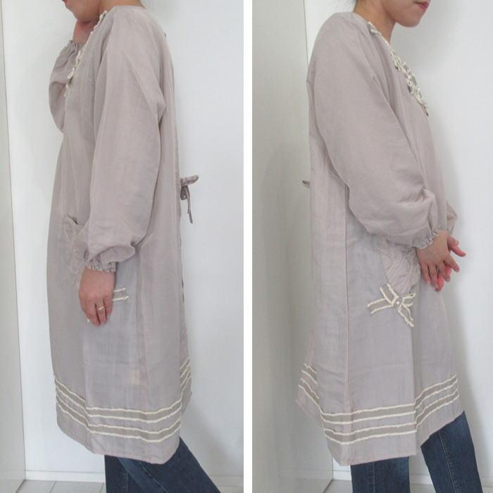 割烹着 おしゃれ かっぽう着 ナイロン エプロン スモック チュニック