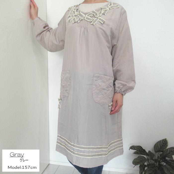 割烹着 おしゃれ かっぽう着 ナイロン エプロン スモック チュニック