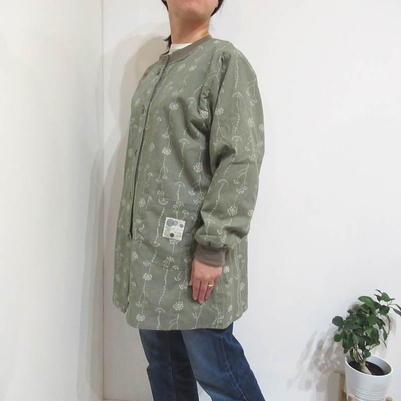 裏フリース 割烹着 冬 冬用 暖かい おしゃれ 裏起毛 スモック 前開き