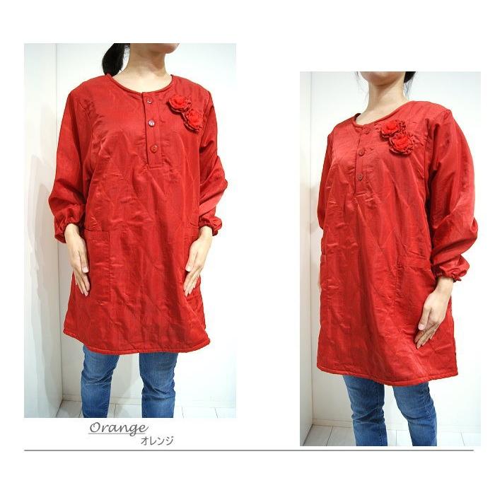 L-LLサイズ 裏フリース 割烹着 かっぽうぎ チュニック エプロン