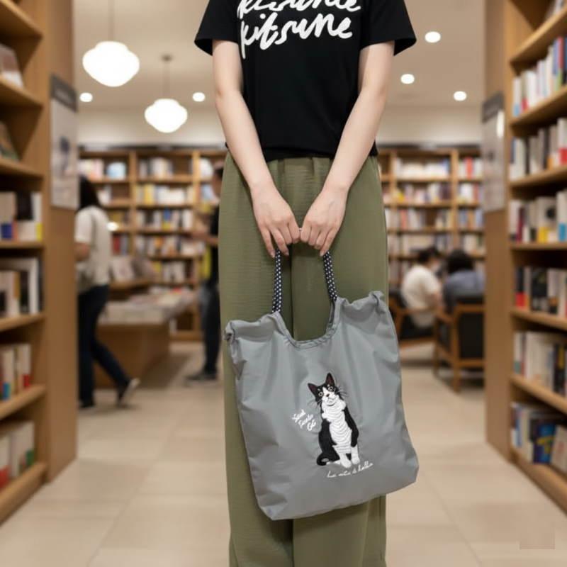 エコバッグ 猫 トートバッグ A4 2way ショルダー 刺繍 コードトート