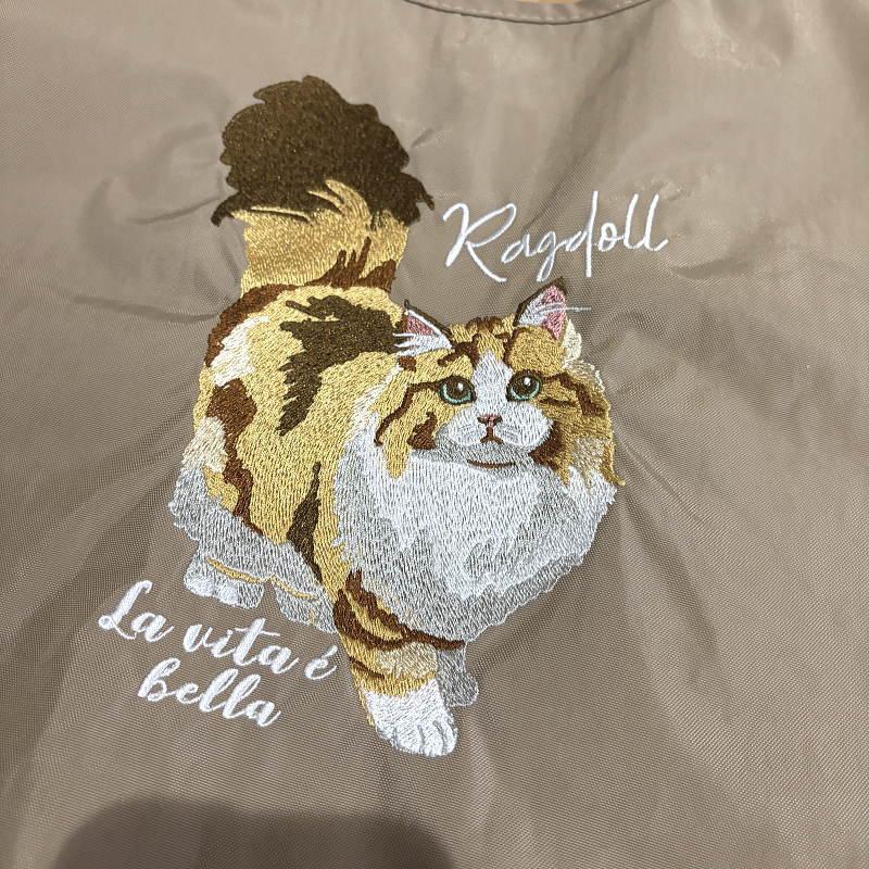 エコバッグ 猫 トートバッグ A4 2way ショルダー 刺繍 コードトート