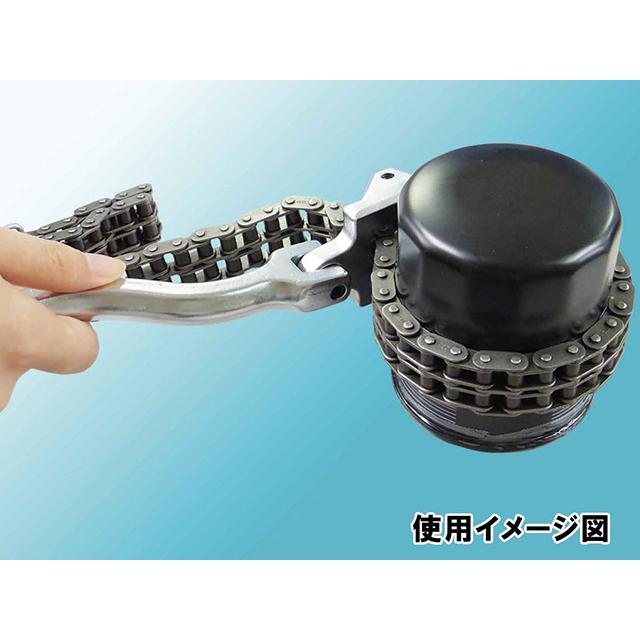 オイルフィルターレンチ チェーン式 対応サイズ 60〜160mm 強力ダブルチェーン 普通車〜大型車 大型トラック対応 オイルフィルター外し エレメント外し 工具 |  | 04