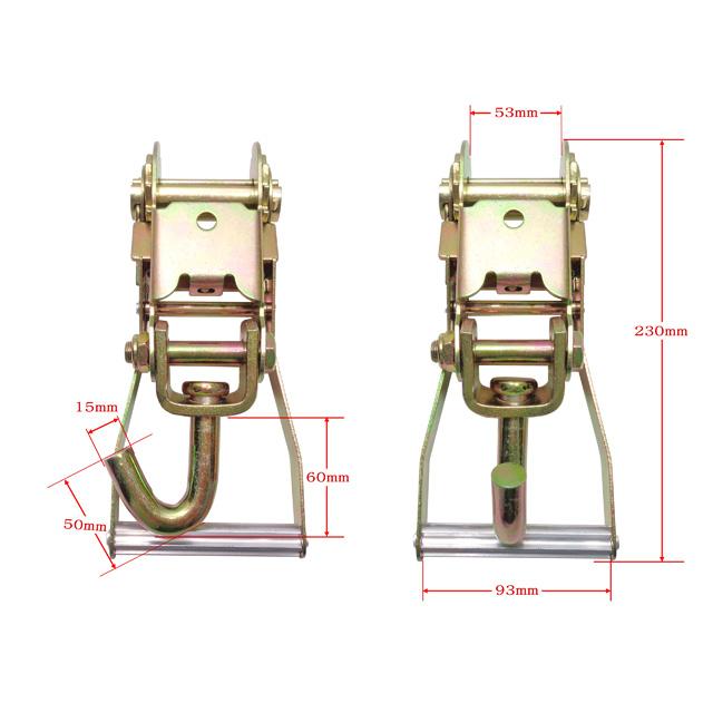 ラチェットバックル Jフック ロング ワイドハンドル スイベル式
