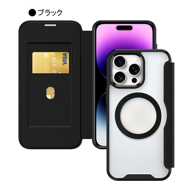 iPhone16 ケース 手帳型 カバー TPU + プラスチック 背面透明 iPhone16 ケース 手帳型 カバー TPU + プラスチック 背面透明