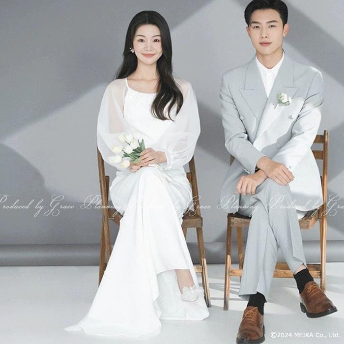 New!ウェディングドレス スレンダーライン 大人キレイ 背中ファスナー  