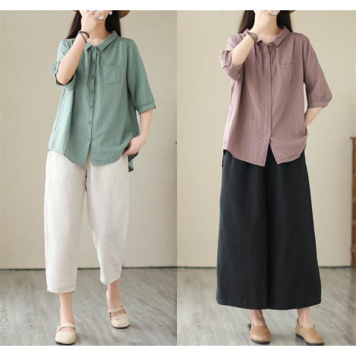 181 45R 45rpm 二重ガーゼ シャツ ブラウス トップス 新色入荷】ガーゼ シャツ 2重ガーゼ シャツブラウス レディース