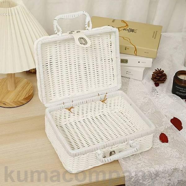 フランスアンティーク　バスケット 小物入れ 収納ボックス　かご フタ付き かご バスケット カゴ 籐調 ラタン調 雑貨 おもちゃ箱