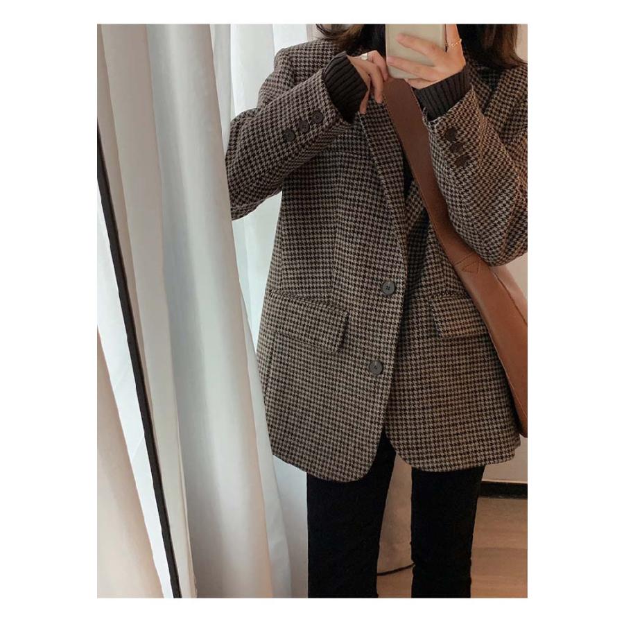 テーラードジャケット 千鳥格子 レディース 春 秋 コート テーラードジャケット 千鳥格子 レディース 春 秋 コート