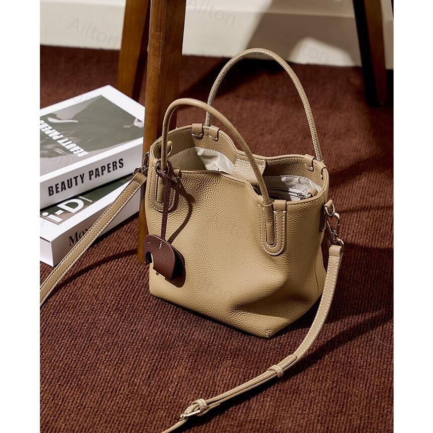 本革バケツ型ハンドバッグ 本革 蓋付きバケツ型ハンドバッグ＆ショルダーバッグ | iichi 日々の