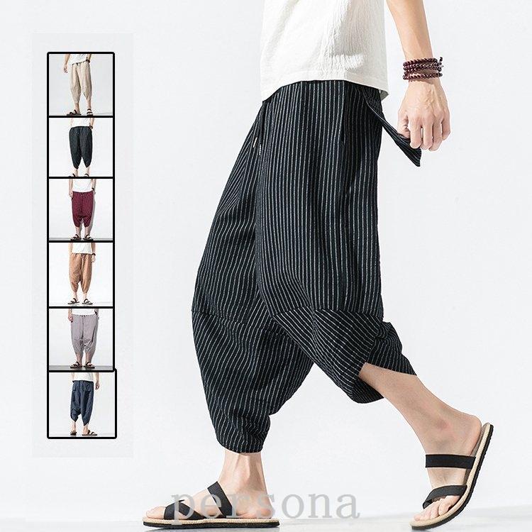 有名な高級ブランド ボトムス パンツ クロップドパンツメンズ七分丈パンツストライプ柄 クロップドパンツメンズ七分丈パンツストライプ柄リネンパンツ 綿麻ハーフパンツ涼しい大きいサイズ夏 Www Threeriversofs Com