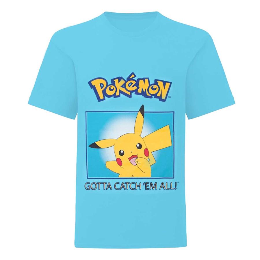 ポケモン ピカチュウ Tシャツ 青 ポケモン) Pokemon オフィシャル商品 子供用 半袖 ピカチュウ
