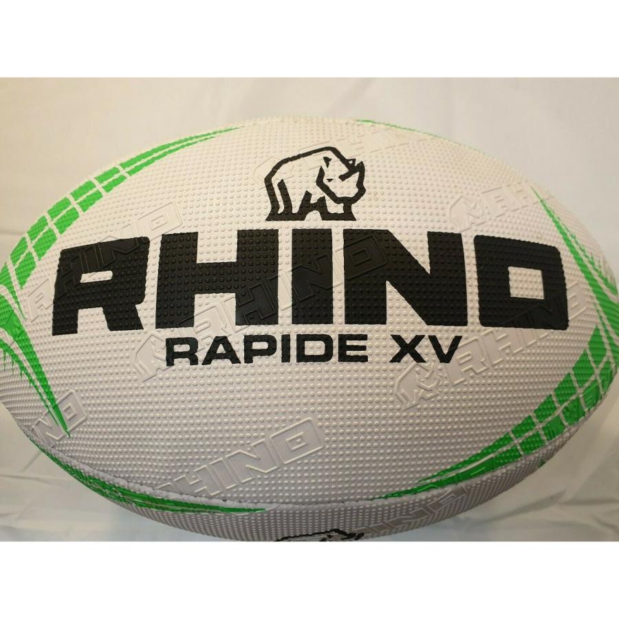 ライノー) Rhino Rapide XV ラグビーボール RD803 (ホワイト/グリーン