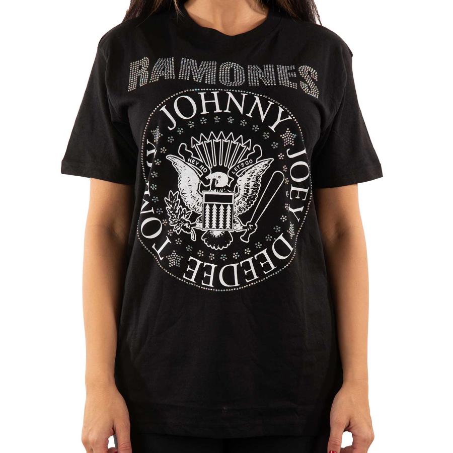 (ラモーンズ) Ramones オフィシャル商品 ユニセックス Presidential Seal Embellished Tシャツ 半袖 トップス RO4696 (ブラッ｜pertemba｜03