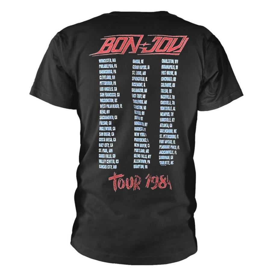 (ボン・ジョヴィ) Bon Jovi オフィシャル商品 ユニセックス Tour ´84 Tシャツ コットン 半袖 トップス RO7518 (ブラッ｜pertemba｜02
