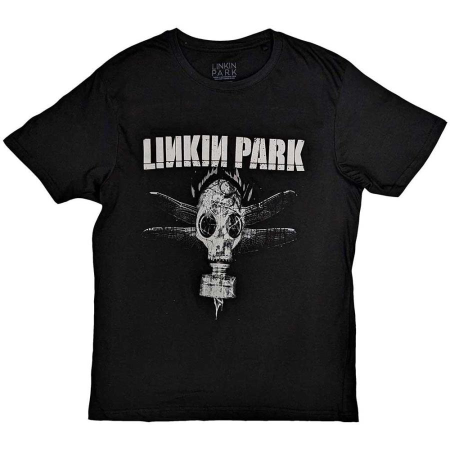 (リンキン・パーク) Linkin Park オフィシャル商品 ユニセックス Gas Mask Tシャツ 半袖 トップス RO9857 (ブラック)