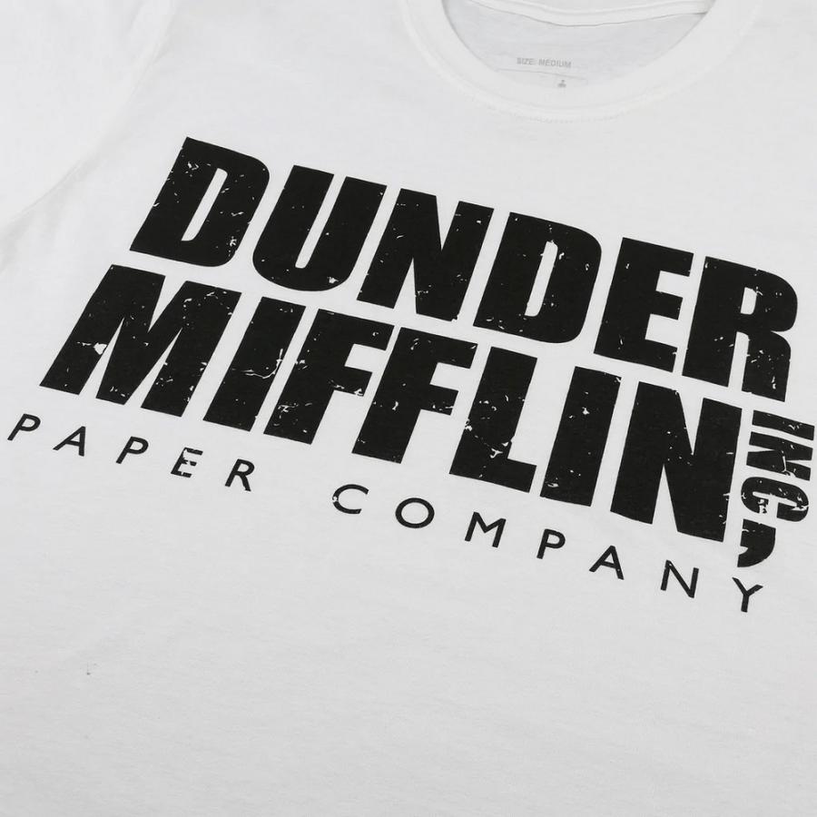 (ジ・オフィス) The Office オフィシャル商品 メンズ Dunder Mifflin Tシャツ ロゴ 半袖 トップス TV1256 (ホワイト/ブラ｜pertemba｜03