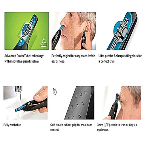 Philips Norelcoシリーズ 1000 ノーズトリマー NT1700 鼻、耳、眉毛用ヘアトリミング ProtecTubeテクノロジー&超精密でシ Philips ノーズトリマー NT1700 鼻 耳